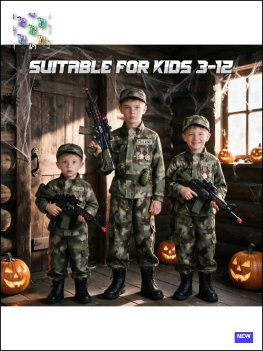 Kids Army Costume for Boys - 14 PCS Soldier Halloween Set